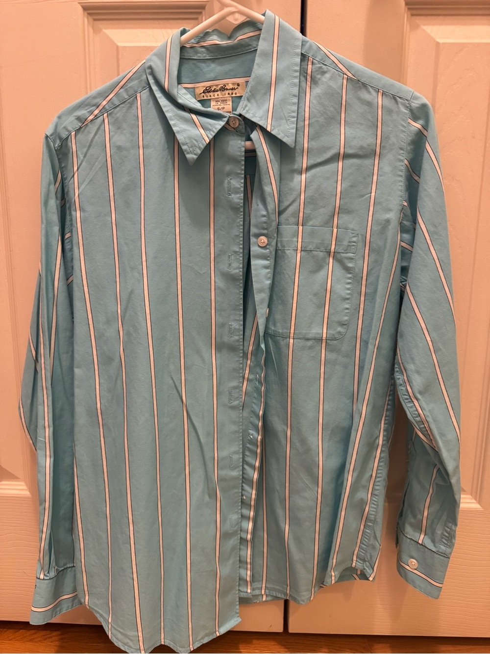 Eddie Bauer Light Blue Vertical Stripe Button-Down Shirt